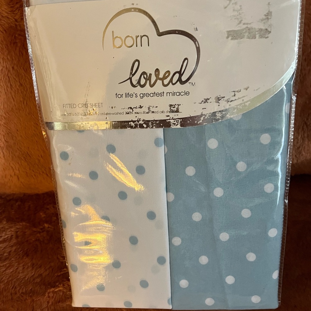 Polka Dot Fitted Crib Sheet Set - Blue and White
